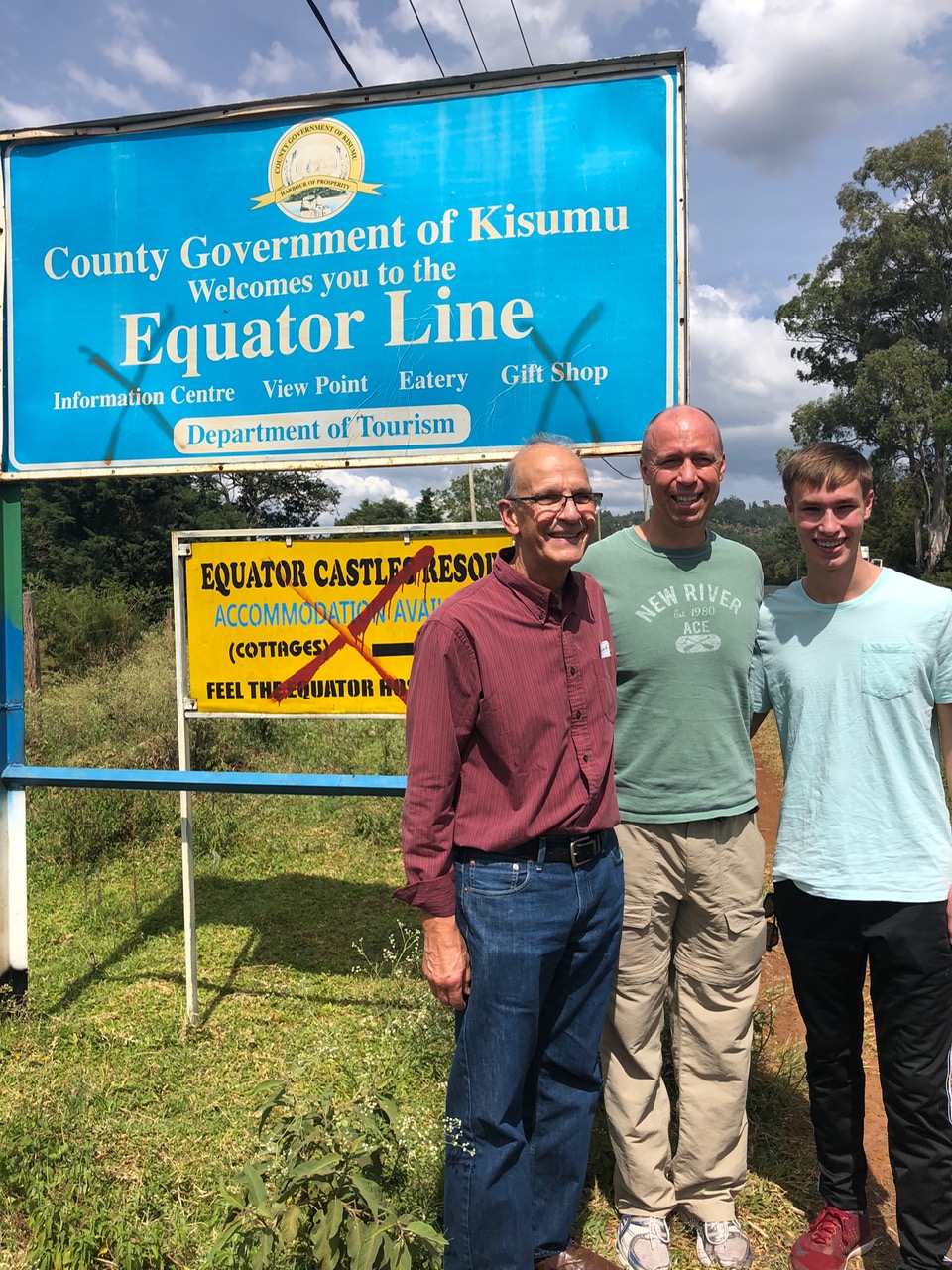 Rich, Ken and Caleb at Equator Line